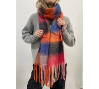 SVNX Women's Soft Chunky Checked Scarf with Tassels in Blue Berry SVNX Multicolor One Size