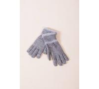 SVNX Women's Soft Knit Gloves With Plush Detail in Grey