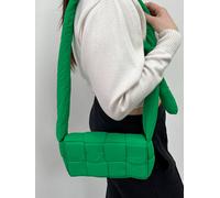 SVNX Women's Soft Woven Pillow Shoulder bag in Green