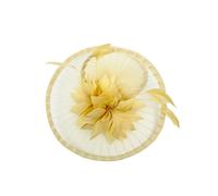 SVNX Women's Spiral Circular Brim Fascinator with Feathers Burst in Beige SVNX Beige One Size