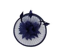 SVNX Women's Spiral Circular Brim Fascinator with Feathers Burst in Navy SVNX Navy One Size