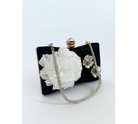 SVNX Women's Square Clutch Bag with 3D Florals in Black SVNX Black One Size