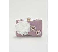 SVNX Women's Square Clutch Bag with 3D Florals in Pink SVNX Pink One Size