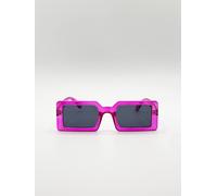 SVNX Women's Square Frame Sunglasses in Hot Pink with Black Lens