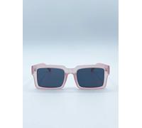 SVNX Women's Square Frame Sunglasses in Matte Pink with Black Lenses