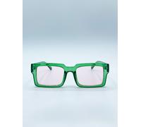 SVNX Women's Square Frame Sunglasses in Translucent Green with Pink Lenses SVNX Green One Size