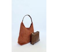 SVNX Women's Suede Hobo Shoulder Bag in Tan SVNX Tan One Size