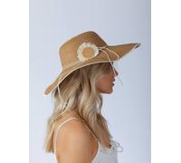SVNX Women's Sunflower Straw Sun Hat in Beige
