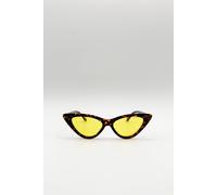 SVNX Women's Tortoiseshell Cat-Eye Sunglasses with Yellow Lense in Brown SVNX Brown One Size