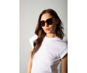 SVNX Women's Tortoiseshell Oversized Cat Eye Sunglasses in Brown