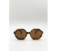 SVNX Women's Tortoiseshell oversized Hexagon frame sunglasses in Brown