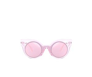 SVNX Women's Transparent Pink Sunglasses With Round Lenses & Cat Eye Frame
