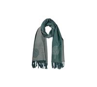 SVNX Women's Tree Print Cashmere Blend Scarf With Tassels in Green SVNX Green One Size