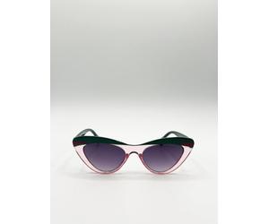 SVNX Women's Two Tone Cat-Eye Sunglasses in Pink Green