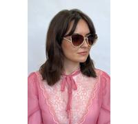 SVNX Women's Upper Rimless Pearl Sunglasses in Gold Brown