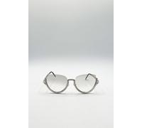 SVNX Women's Upper Rimless Pearl Sunglasses in Silver Grey