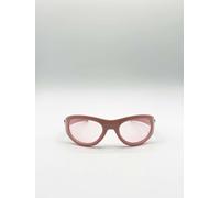 SVNX Women's Wrap Around Racer Bow Sunglasses in Pink