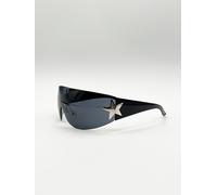 SVNX Women's Wrap Around Racer Sunglasses with Star Hinge Detail in Black in Pink SVNX Pink One Size