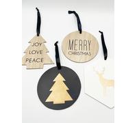 Svnx Wooden Christmas Tree Ornaments - 4 Pack In Beige Beige