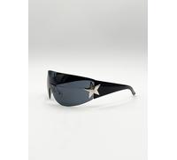 Svnx Wrap Around Racer Sunglasses With Star Hinge Detail In Black In Pink Pink
