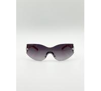 SVNX Wrap Around Racer Sunglasses with Star Hinge Detail in Pink - Pink - One Size