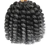 Svolna Jamaican Crochet Hair Extensions 8 Inch Curling Curls Pre Looped Crochet Braids Grey 60 Roots 8 Inch Grey