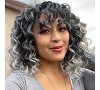 Svolna Ocean Wave Crochet Pre Curly Hair 9 Inch Ombre Grey Curly Ocean Wave 7 Bundles Deep Wave Short Wavy Ocean Wave Crochet Hair Extensions 1 Pair