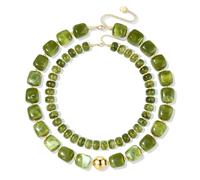 Svovin 2Pcs Chunky Beaded Necklace for Women Unique Resin Beaded Choker Necklace Boho Statement Necklace Summer Vacation Trendy Acrylic Jewelry, One Size, Acrylic, No Gemstone