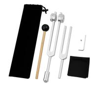 SVRITE 528 HZ Tuning Forks for Healing Chakra Set OM136.1 Hz for Repair Sound Healing Instruments with Tuning Fork Holder Silver A