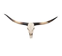 SvRite 70" Long Horn Skull Exquisite Faux Taxidermy for Modern & Rustic Décor, Long Horn Cow Skull Wall, Sculpture Faux Bull Horns for Wall(Brown) (Black)