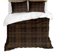 SVTUSR 3D Dark Brown Plaid Retro Minimalist Art Printed Double Duvet Cover Set For Kids, 3 Pcs Super Soft Easy Care Microfiber Winter Bedding Set Quilt Cover 200X200Cm With 2 Pillowcases 50X75Cm Zi