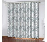 SVTUSR 3D Green Leaf Vine Pattern Curtains 234X230Cm Eyelet Blackout Curtains Noise Reducing Thermal Insulated Eyelet Ring Top Window For Kids Bedroom Living Room 2 Panels