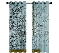 SVTUSR Blackout Curtains For Bedroom 140X160Cm 3D Gray-Gold Dead Tree Texture Printing Pattern Super Soft Bedroom Eyelet Curtains Kids Nursery Home Decoration Noise Reduce Window 2 Panels