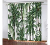 SVTUSR Blackout Curtains For Bedroom 140X160Cm 3D Green Coconut Tree Print Printing Pattern Super Soft Bedroom Eyelet Curtains Kids Nursery Home Decoration Noise Reduce Window 2 Panels