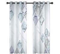 SVTUSR Blackout Curtains For Bedroom 234X230Cm 3D White And Blue Marble Rhombus Printing Pattern Super Soft Bedroom Eyelet Curtains Kids Nursery Home Decoration Noise Reduce Window 2 Panels