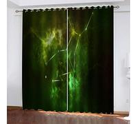 SVTUSR Blackout Curtains For Bedroom Living Room 3D Printed Green Planet Print Pattern 200X214Cm 2 Panels Super Soft Thermal Insulated Noise Reducing Eyelet Curtains Kitchen Nursery Decoration