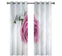 SVTUSR Blackout Curtains For Kids Bedroom Super Soft Thermal Insulated Living Room Eyelet Curtains 200X160Cm Noise Reducing Window Treatments 3D Pink And White Rose Feather Rhythm Pattern 2 Panels