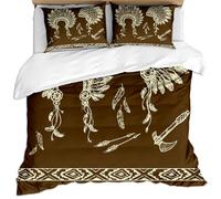 SVTUSR Duvet Covers Double Bed - 3 Pcs 3D Fashionable And Simple Indian Style Feathers Pattern Double Bedding Set 200X200Cm With Zipper Closure With 2 Pillow Covers, Ultra Soft Fluffy Microfiber Qu