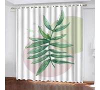 SVTUSR Eyelet Curtains For Living Room 264X214Cm 3D Green Leaf Plants Printing Pattern, Super Soft Thermal Insulated Living Room Blackout Curtains Boys Girls Nursery Home Decoration 2 Panels