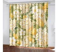 SVTUSR Eyelet Curtains For Living Room 264X214Cm 3D Yellow And Green Flowers Bloom In The Fields Printing Pattern, Super Soft Thermal Insulated Living Room Blackout Curtains Boys Girls Nursery Home