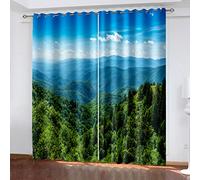 SVTUSR Eyelet Curtains For Living Room 280X260Cm 3D Blue Sky, Green Trees Printing Pattern, Super Soft Thermal Insulated Living Room Blackout Curtains Boys Girls Nursery Home Decoration 2 Panels