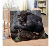 SVTUSR Fleece Throw Blankets For Sofas Beds 150X150Cm 100% Polyester Fluffy Comfy Thick Flannel Blanket For Kids/Adults, Animal Monkey Printed Pattern Winter Warm Plush Blanket