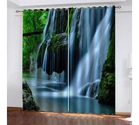 SVTUSR Kitchen Curtains 3D Waterfall Natural Scenery Printed Pattern Super Soft Thermal Insulated Blackout Curtains Bedroom Living Room Eyelet Home Nursery Decoration 200X160Cm 2 Panels