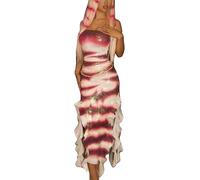Svuitmsl Women Halloween Shark Tale Lola Costume Y2k Sequin Tube Dress Ruffle Hem Strapless Strapless Fish Cosplay Dresses (A-Multicolor, XL)