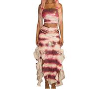 Svuitmsl Women Halloween Shark Tale Lola Costume Y2k Sequin Tube Dress Ruffle Hem Strapless Strapless Fish Cosplay Dresses (D-Multi, XL)