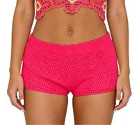 Svuitmsl Women Y2k Striped Knitted Shorts Stretch Crochet Hollow-Out Mirco Low Rise Stretchy Going Out Crochet Mini Shorts