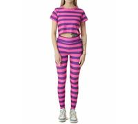 Svuitmsl Womens Pink and Purple Striped Cat Costume Halloween Long Sleeve Shirt and Pants Set Party Cosplay Outfit Dress Up (B-Lavender, S)