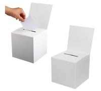 SVUPUE 2 Pack Cardboard Ballot Box, Raffle Boxes, Donation Ballot Boxes with Slot & Removable Header, Suggestion Box for Donation, Fundraising, Vote and Suggestion Collecting