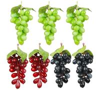 SVUPUE Artificial Grapes Set, 7 pieces Artificial Grapes Decoration, Fake Realistic, Plastic Fruit Decro Prop, 3 pieces Different, for wine Decoration
