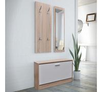 SVV Oak and White 3-in-1 Wooden Shoe Cabinet Set